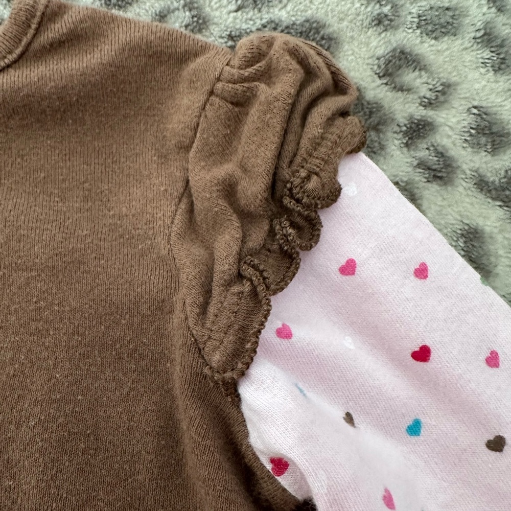 Jumping Beans Heart Graphic Long Sleeve Layered Look T-shirt in Brown Size 2T - Picture 6 of 15